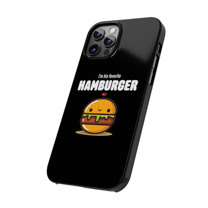 His Favorite Hamburger Black Slim iPhone Case