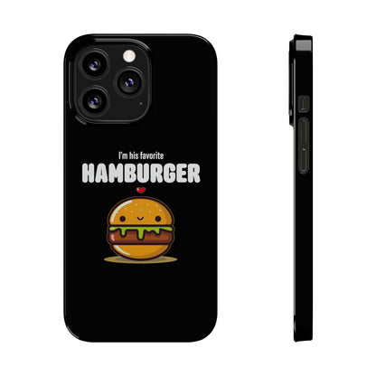 His Favorite Hamburger Black Slim iPhone Case