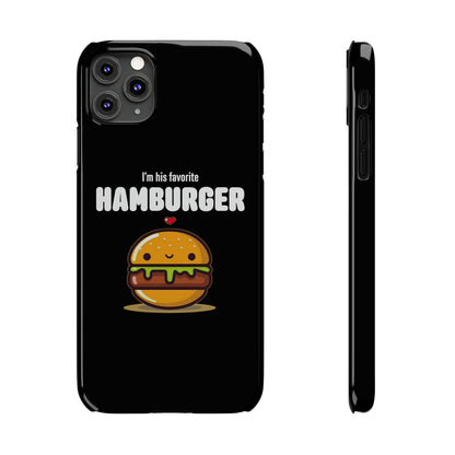 His Favorite Hamburger Black Slim iPhone Case