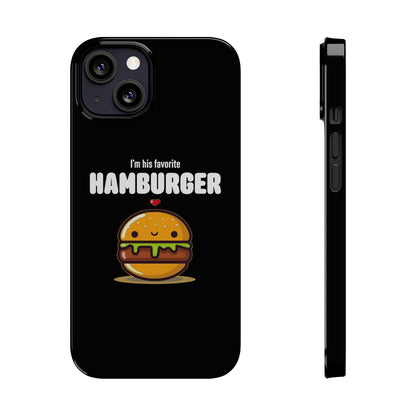 His Favorite Hamburger Black Slim iPhone Case