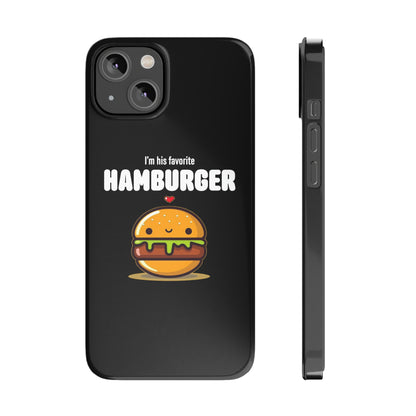 His Favorite Hamburger Black Slim iPhone Case