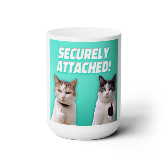 Securely Attached Kitties Mug, 15oz