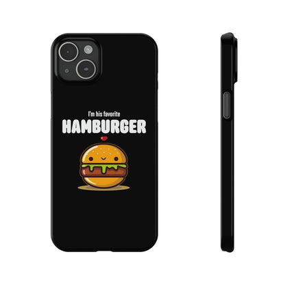 His Favorite Hamburger Black Slim iPhone Case