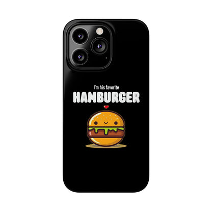 His Favorite Hamburger Black Slim iPhone Case