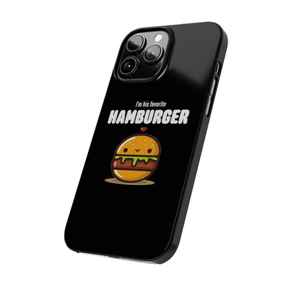 His Favorite Hamburger Black Slim iPhone Case