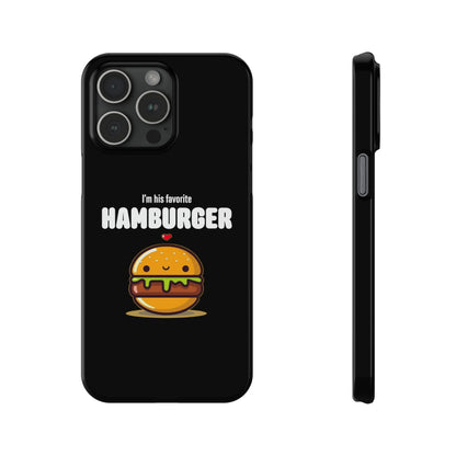 His Favorite Hamburger Black Slim iPhone Case