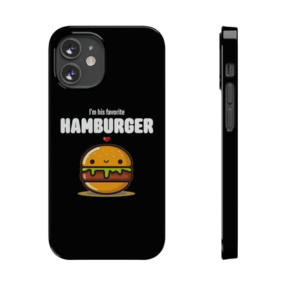 His Favorite Hamburger Black Slim iPhone Case