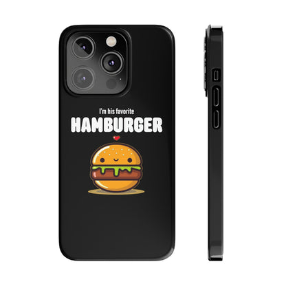 His Favorite Hamburger Black Slim iPhone Case